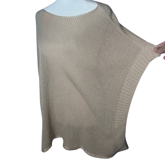 Talbots Lightweight Knit Poncho Sweater | Open Sides | Tan | L/XL - Picture 2 of 5